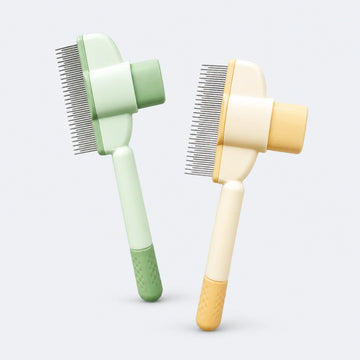 Self-Cleaning Fine-Pin Pet Grooming Brush – Single or 2-Piece Set