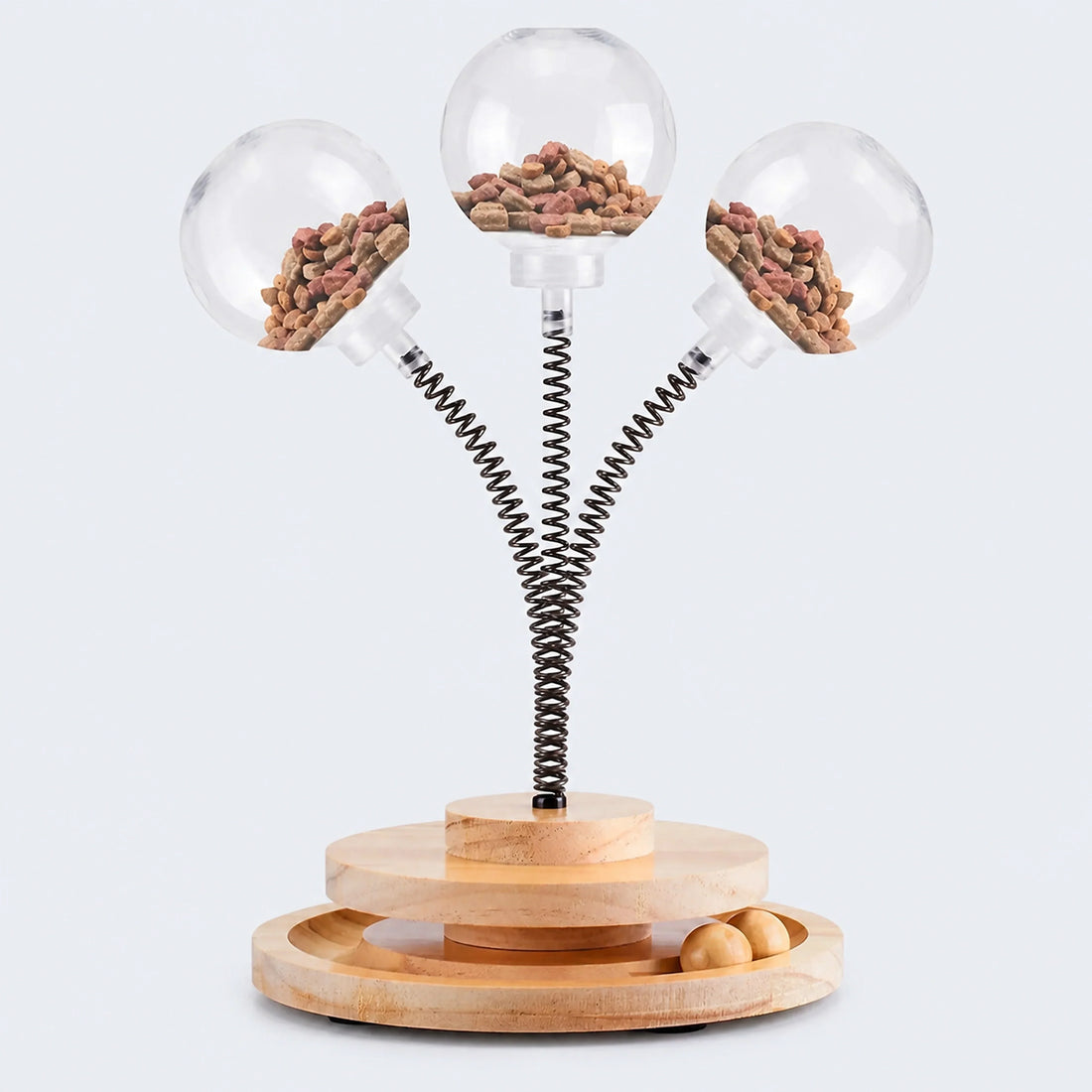 Spring-Mounted Interactive Cat Treat Dispenser Toy