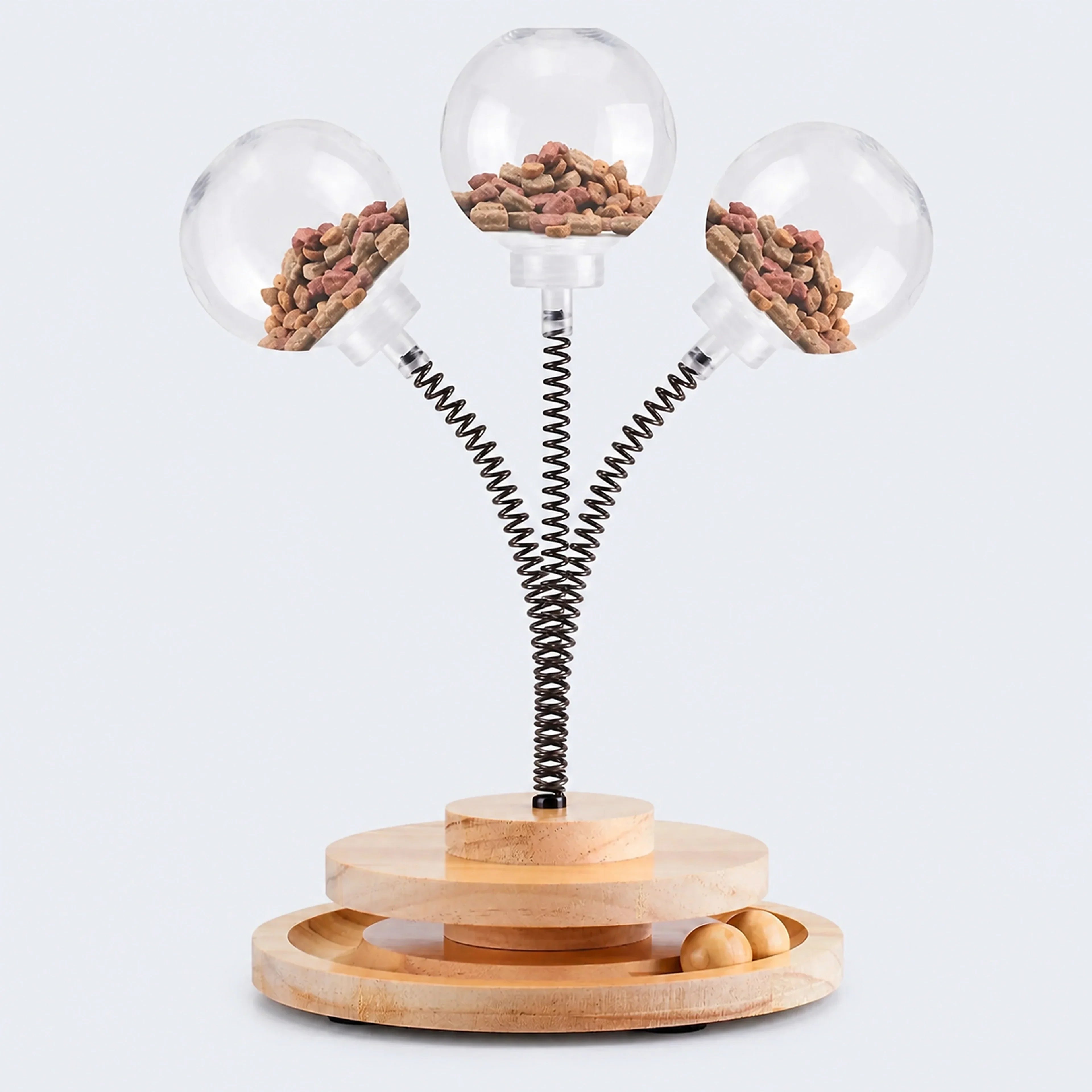Spring-Mounted Interactive Cat Treat Dispenser Toy