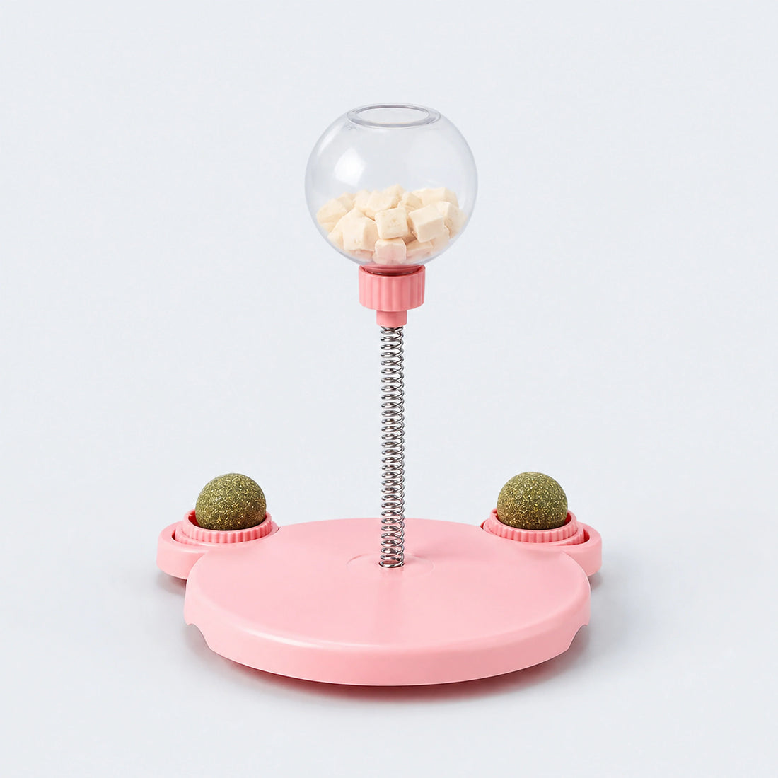 Spring Treat Dispenser Cat Toy with Catnip Balls – 2 Colors