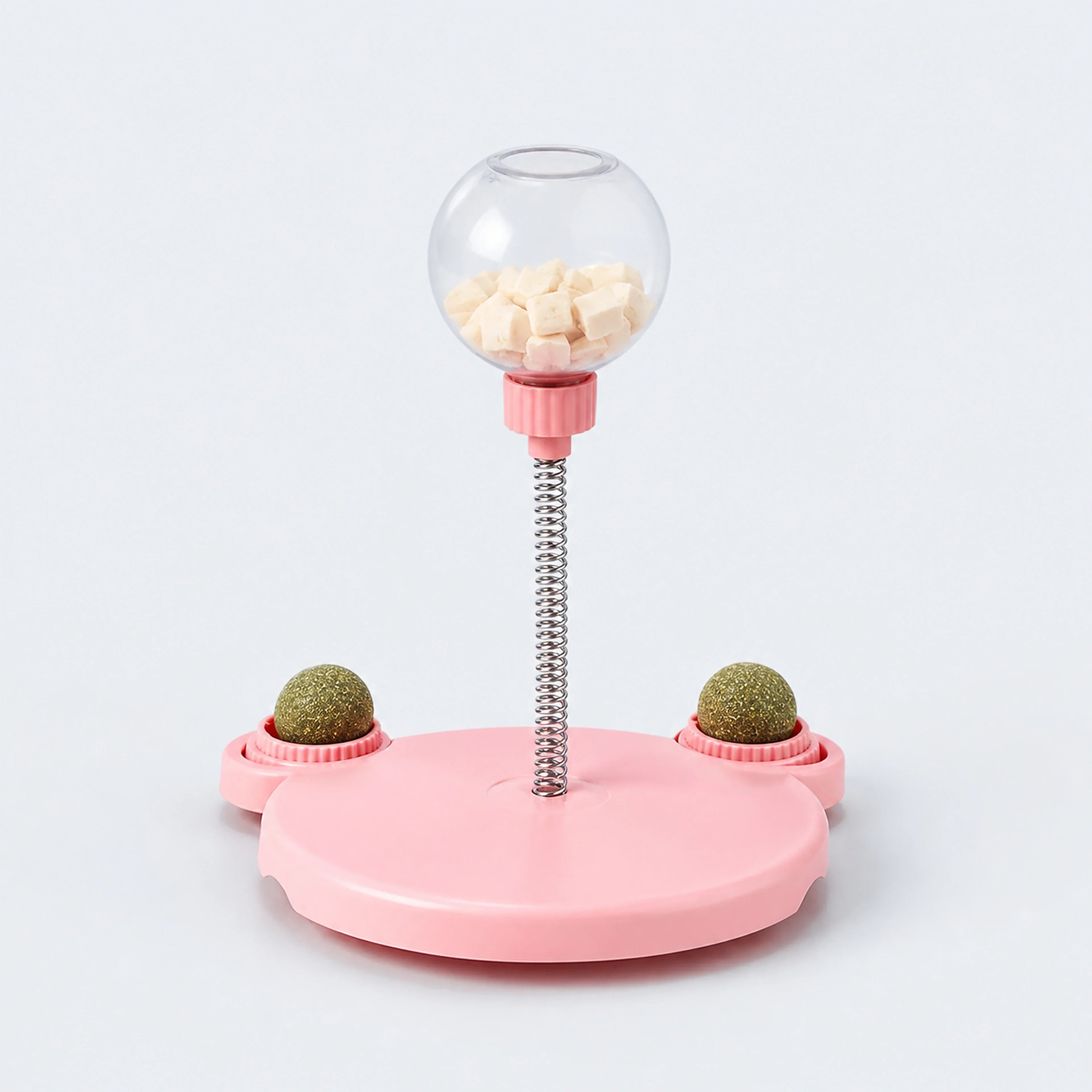 Spring Treat Dispenser Cat Toy with Catnip Balls – 2 Colors